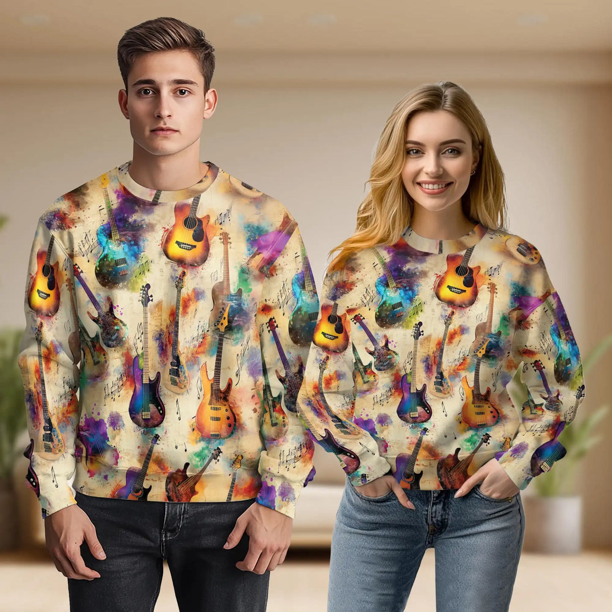 Vintage Bass Guitar Sweatshirt – Vintage 3D All Over Print Design