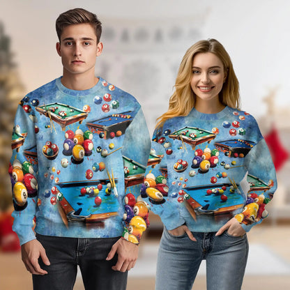 Billiards Pool Sweatshirt – Colorful Graphic 3D All Over Print Design