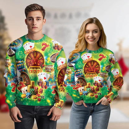 Casino Pattern Sweatshirt – Colorful Graphic 3D All Over Print Design