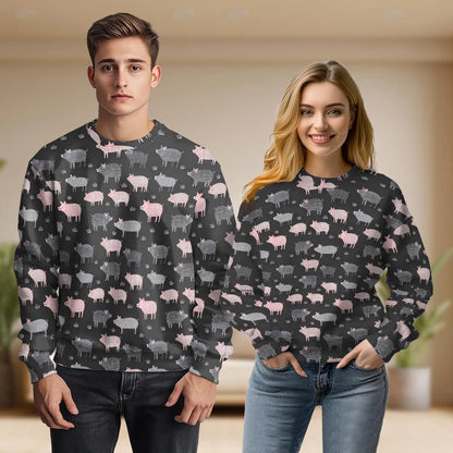 Pig Black Sweatshirt – Colorful Graphic 3D All Over Print Design