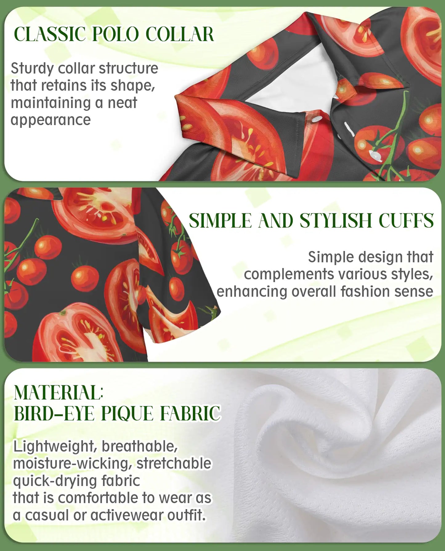 Tomato Slice 3D Polo Shirt for Men, Funny Food Lover Style | Azhawaiian