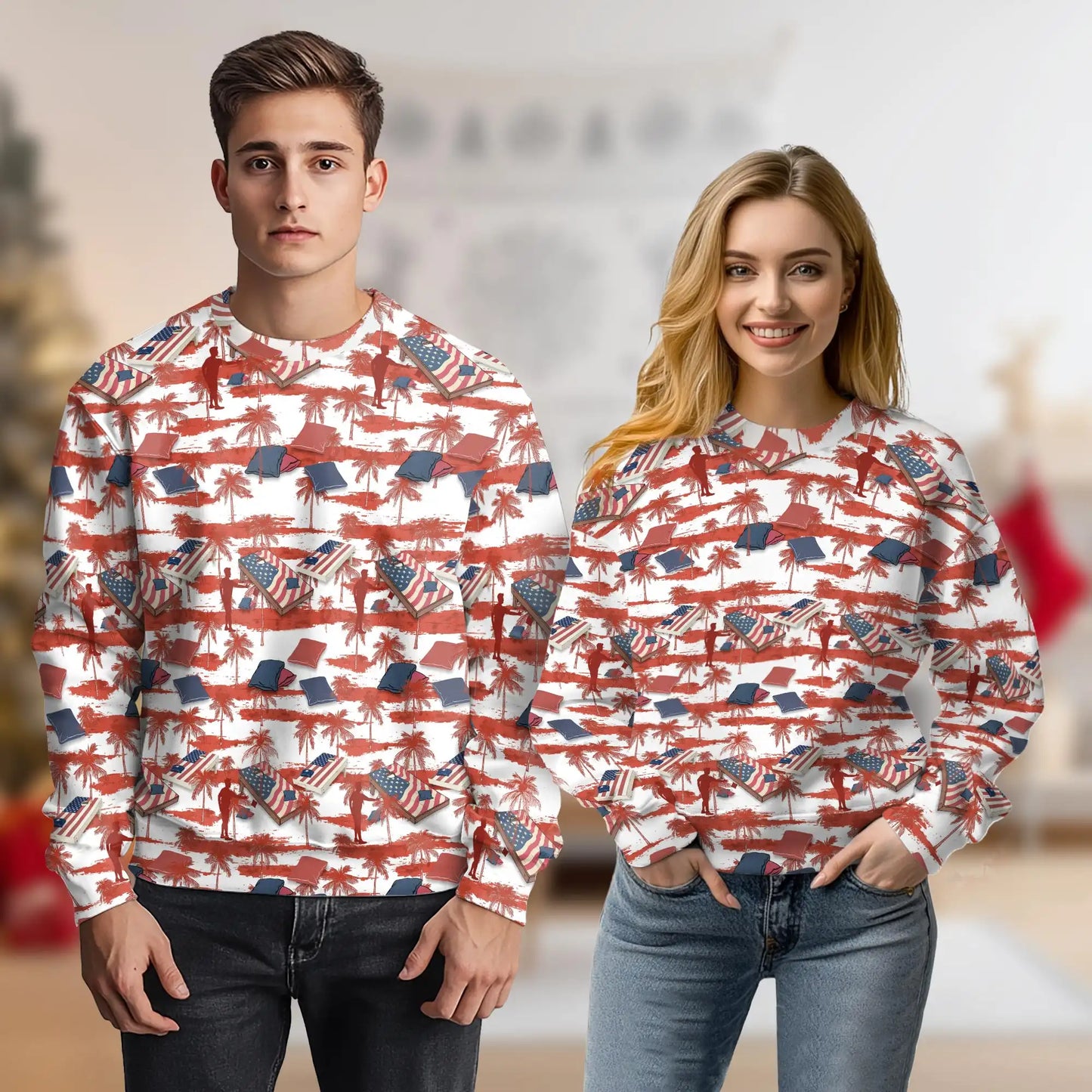 Cornhole Palm Tree Sweatshirt – Tropical 3D All Over Print Design