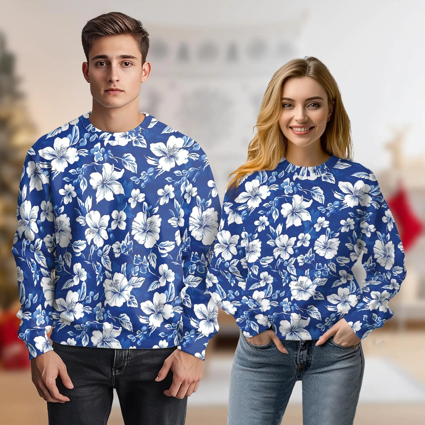 Tropical Hibiscus Blue Sweatshirt – Tropical 3D All Over Print Design