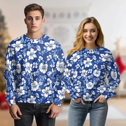 Tropical Hibiscus Blue Sweatshirt – Tropical 3D All Over Print Design