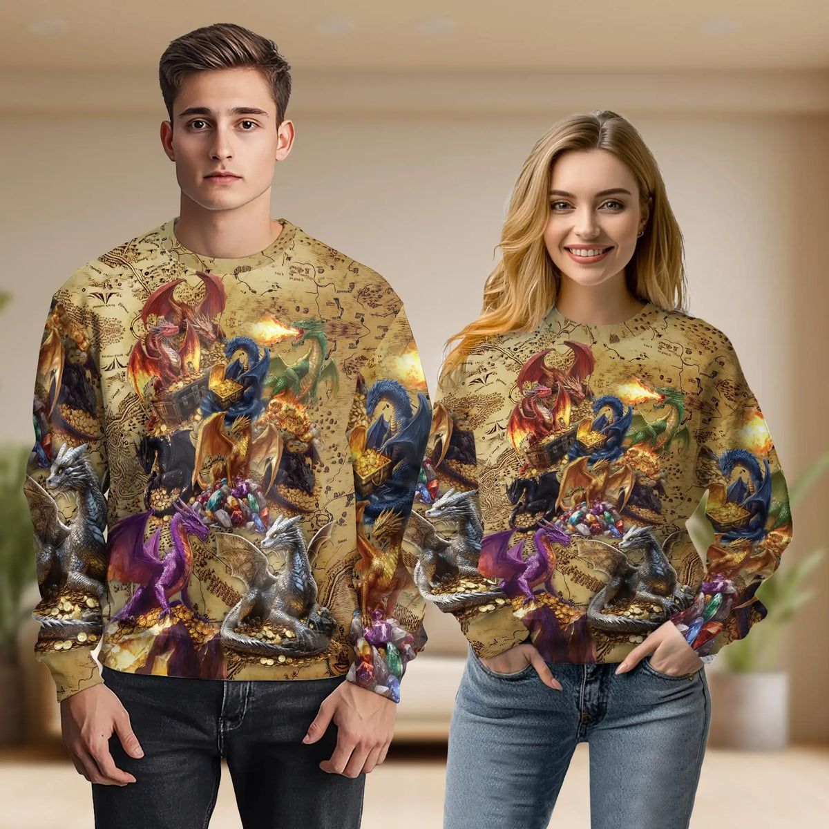 Fantasy Dragon Sweatshirt – Colorful Graphic 3D All Over Print Design