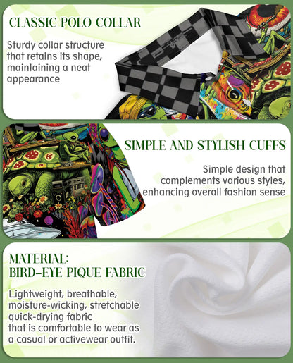 Psychedelic Alien Polo Shirt, Cosmic UFO Hippie Style | Azhawaiian