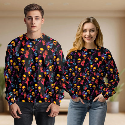Colorful Skull Sweatshirt – Colorful Graphic 3D All Over Print Design