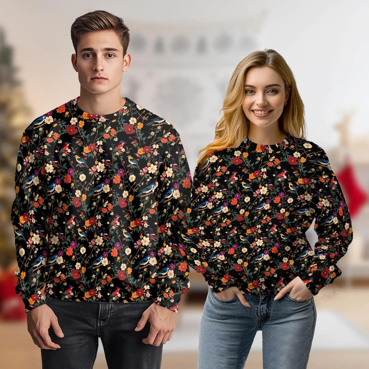 Bird Flower Sweatshirt – Colorful Graphic 3D All Over Print Design