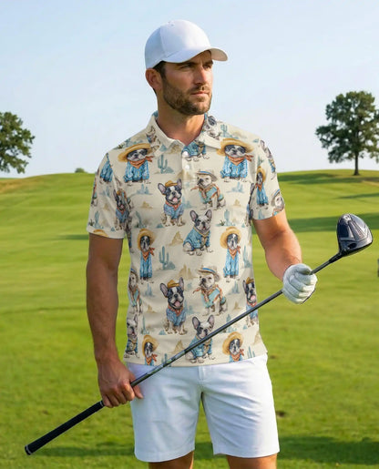 French Bulldog Cowboy Polo Shirt - Western Desert Dog Style | Azhawaiian