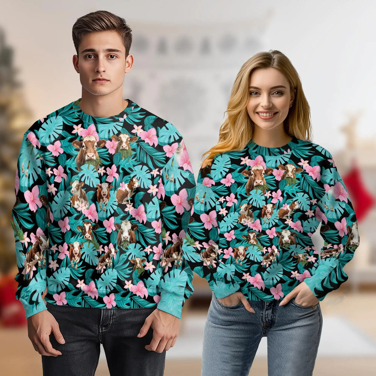 Tropical Cow Sweatshirt – Tropical 3D All Over Print Design