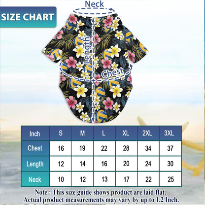 Volleyball Flower Matching Dog Owner Hawaiian Shirts, Funny Pet Aloha Shirt for Beach Vacation - Azhawaiian
