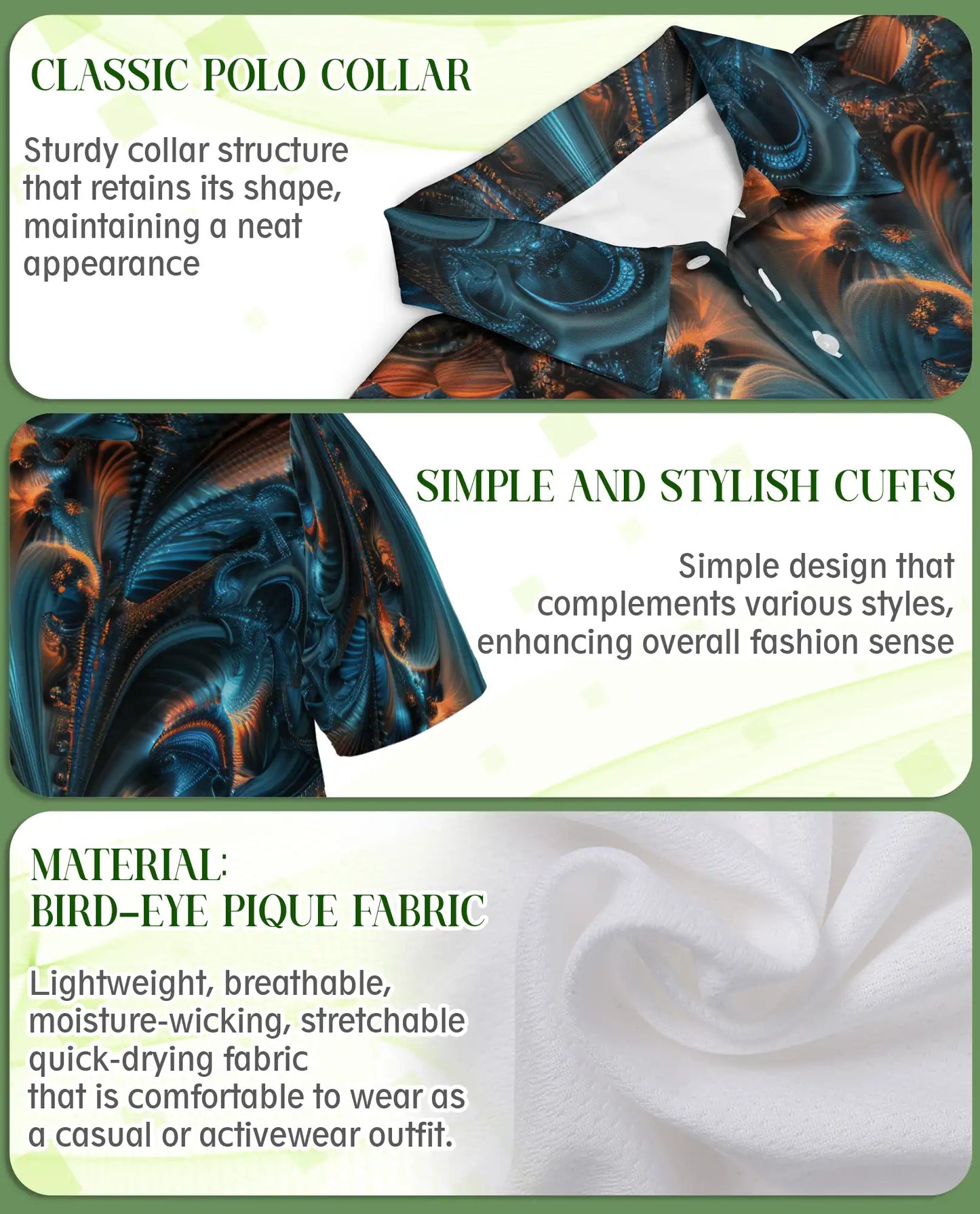 Abstract Fractal Art Polo Shirt for Men | Azhawaiian