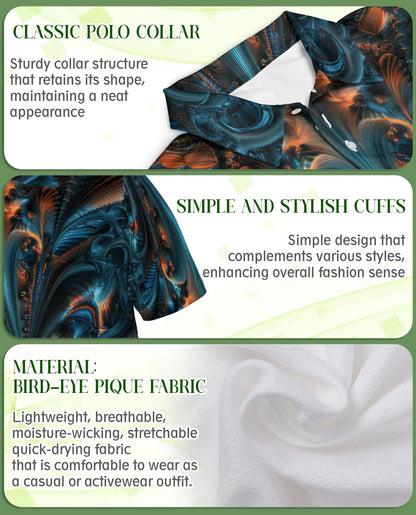 Abstract Fractal Art Polo Shirt for Men | Azhawaiian
