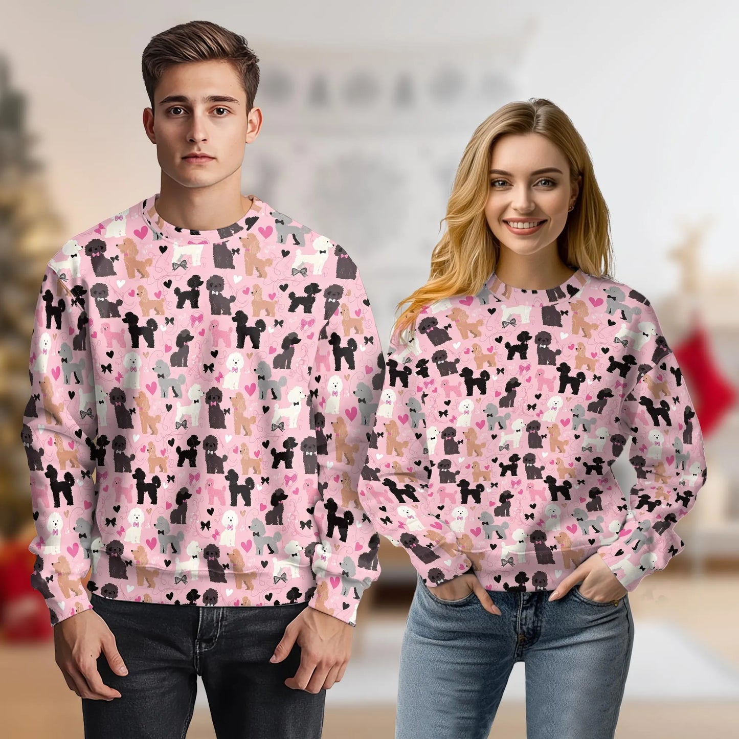 Kawaii Poodle Pink Bows Sweatshirt – Tropical 3D All Over Print Design