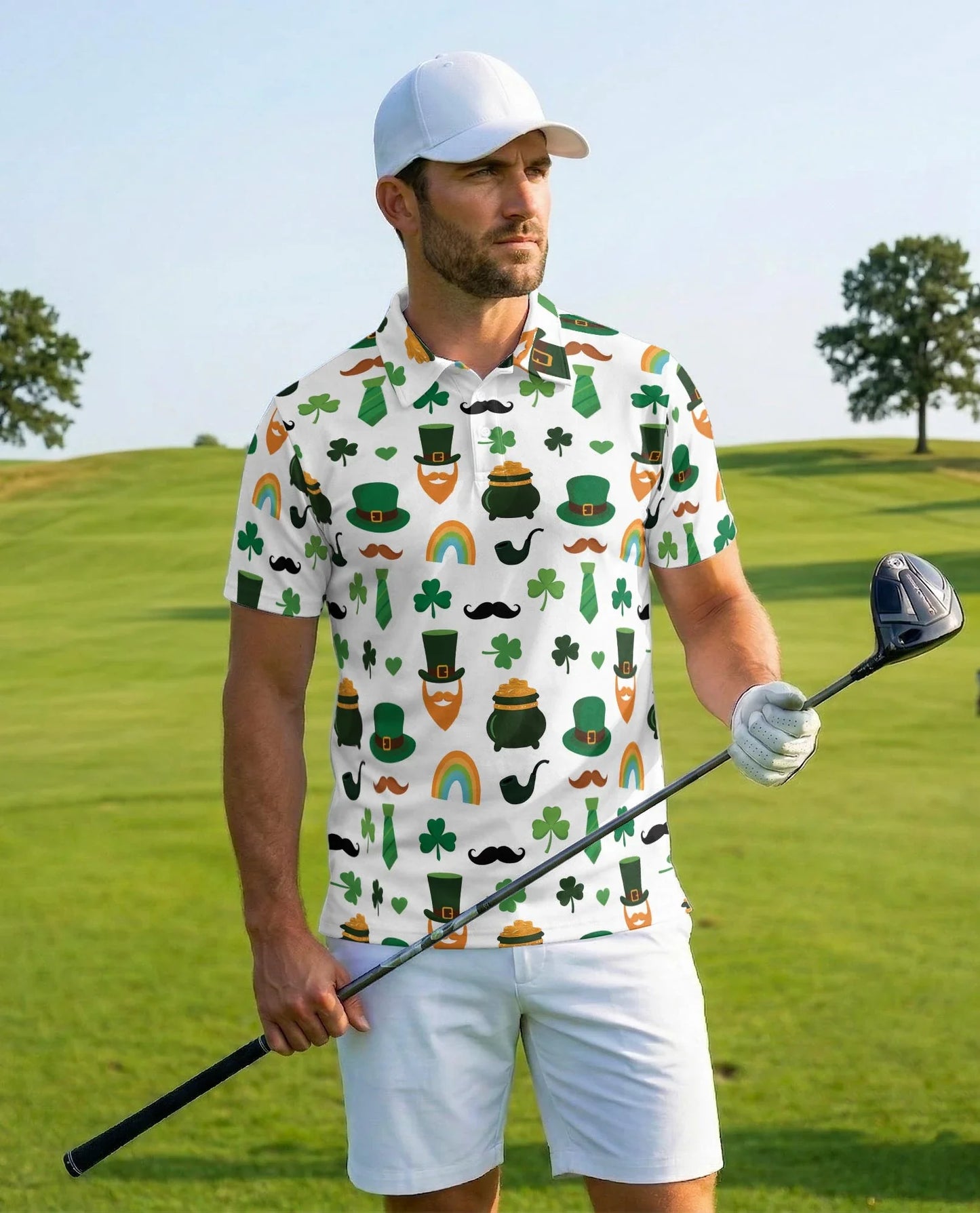 St. Patrick's Day Pattern Polo Shirt for Men, Irish Festival Style | Azhawaiian