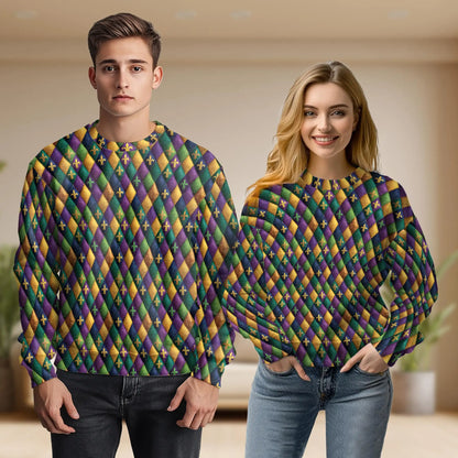 Mardi Gras Harlequin Pattern Sweatshirt – Colorful Graphic 3D All Over Print Design