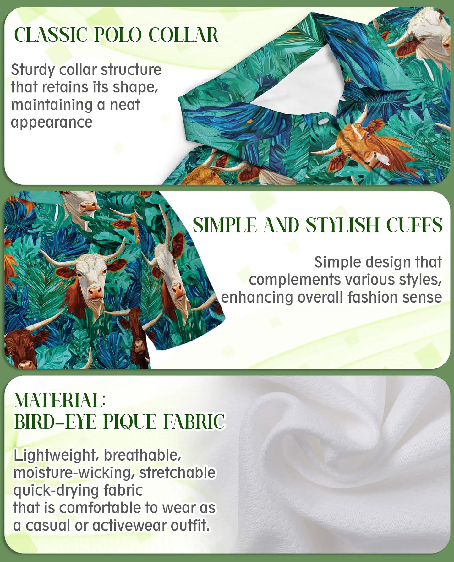 Longhorn Cattle Hawaiian 3D Polo Shirt for Men | Azhawaiian