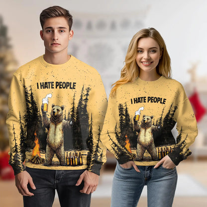 Bear Drinks Beer Sweatshirt – Colorful Graphic 3D All Over Print Design