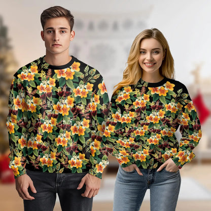 Plumeria and Wine Seamless Pattern Sweatshirt – Tropical 3D All Over Print Design