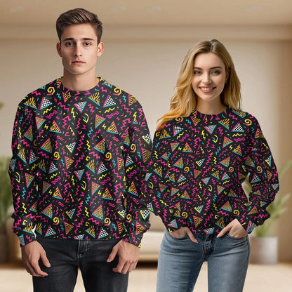 Retro 80s 90s Geometric Pattern Sweatshirt – Vintage 3D All Over Print Design