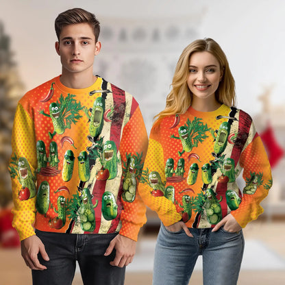 Funny Pickle Sweatshirt – Colorful Graphic 3D All Over Print Design