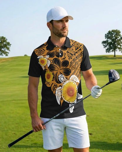 Polynesian Turtle Sunflower Polo | Azhawaiian