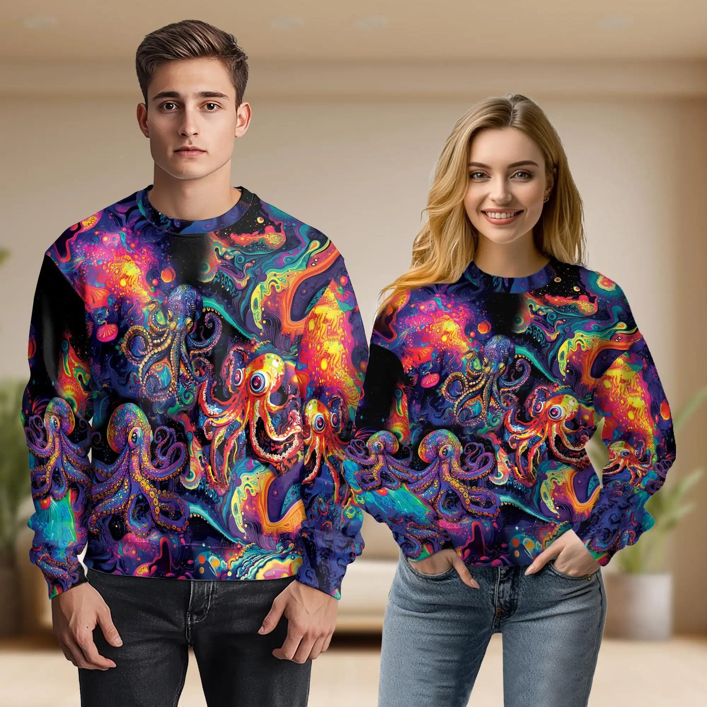 Octopus Hippie Sweatshirt – Colorful Graphic 3D All Over Print Design