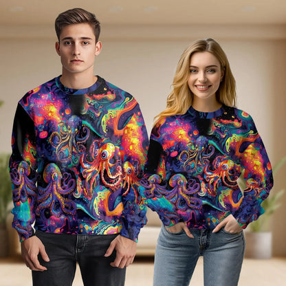 Octopus Hippie Sweatshirt – Colorful Graphic 3D All Over Print Design