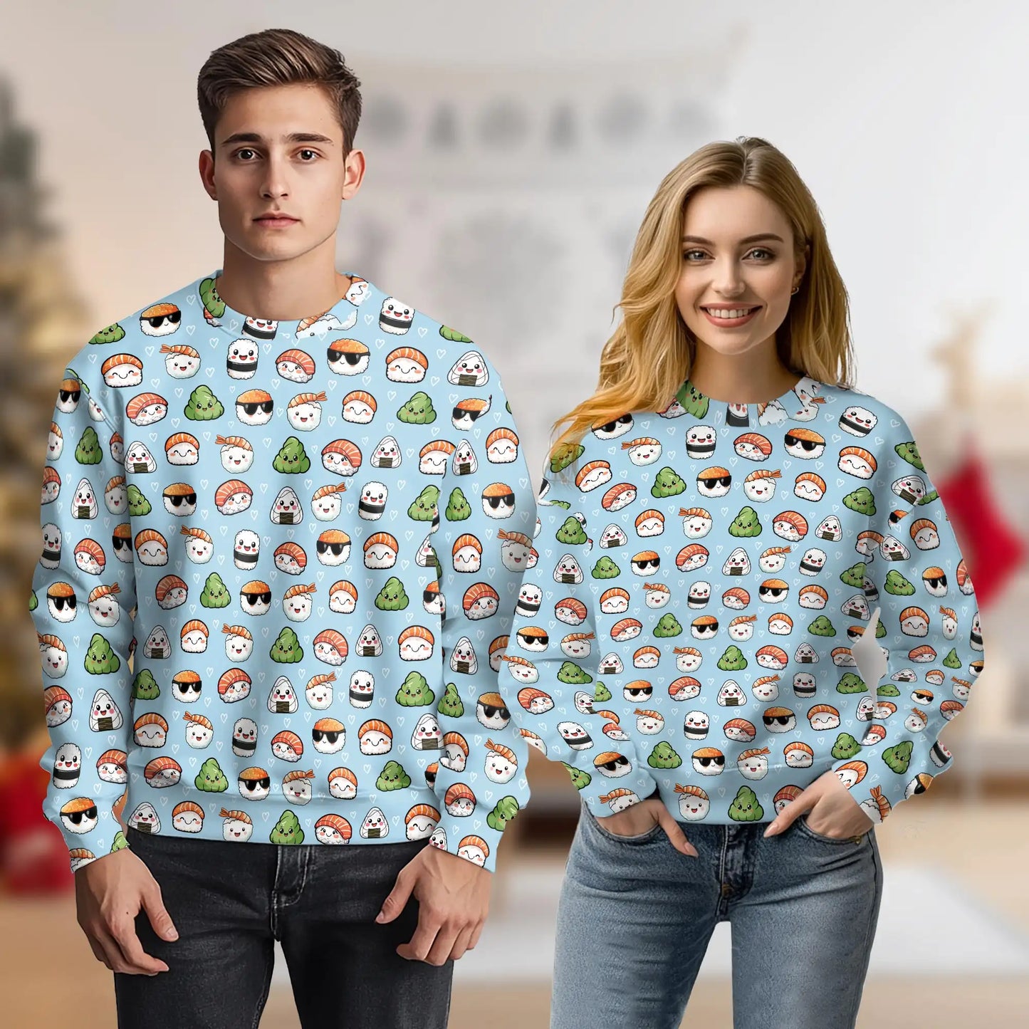 Sushi Pattern Sweatshirt – Colorful Graphic 3D All Over Print Design