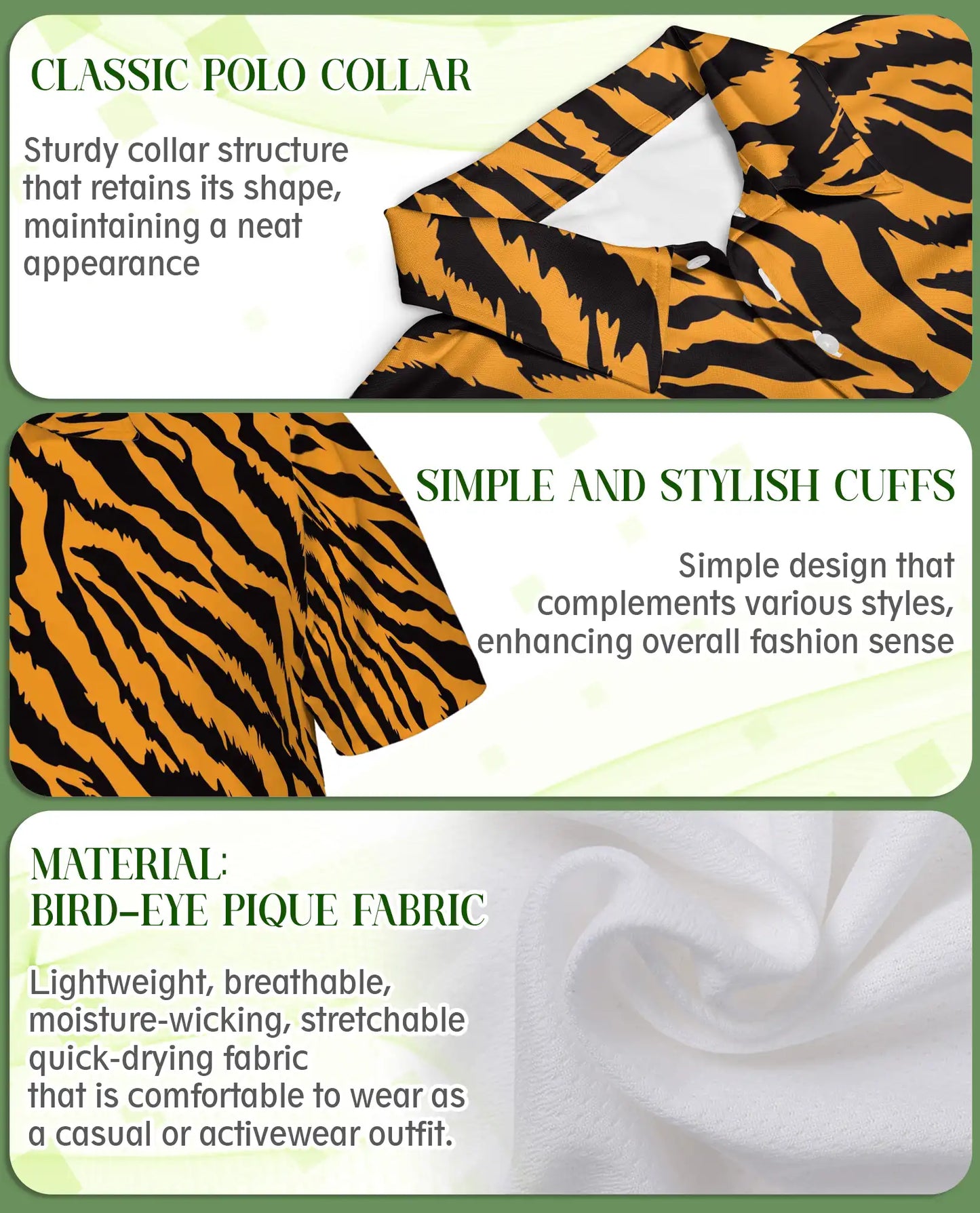 Tiger Stripe Polo Shirt, Wild Animal Print | Azhawaiian