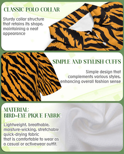 Tiger Stripe Polo Shirt, Wild Animal Print | Azhawaiian