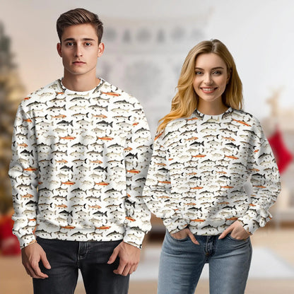 Freshwater Fish Pattern Sweatshirt – Colorful Graphic 3D All Over Print Design