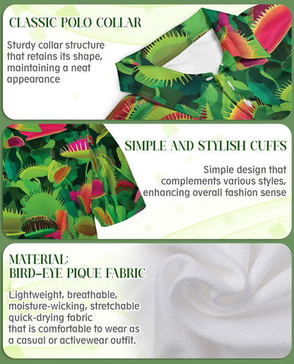Venus Flytrap Tropical Botanical Polo Shirt Carnivorous Plant Pattern | Azhawaiian