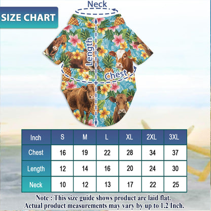 Red Angus Cattle Matching Dog Owner Hawaiian Shirts, Funny Pet Aloha Shirt for Beach Vacation - Azhawaiian
