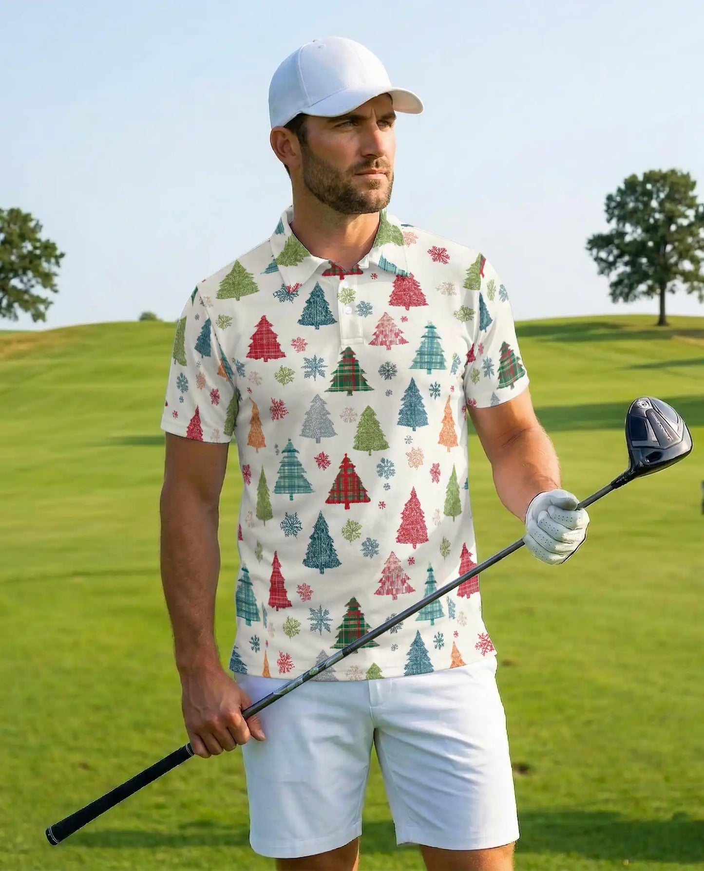 Plaid Christmas Tree Polo Shirt - Festive Holiday Style | Azhawaiian