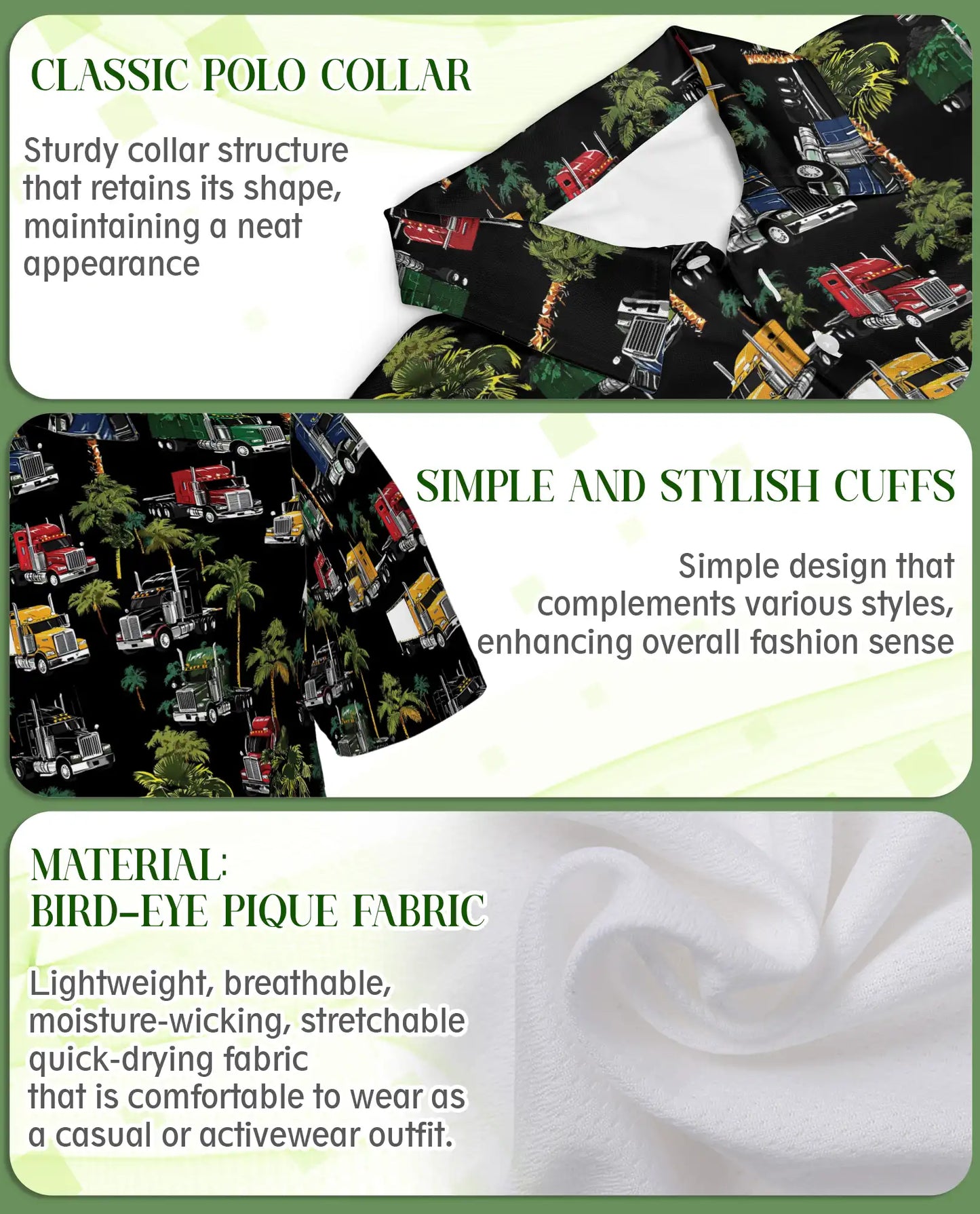 Truck Pattern Hawaiian Polo Shirt | Azhawaiian