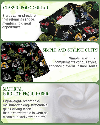 Truck Pattern Hawaiian Polo Shirt | Azhawaiian