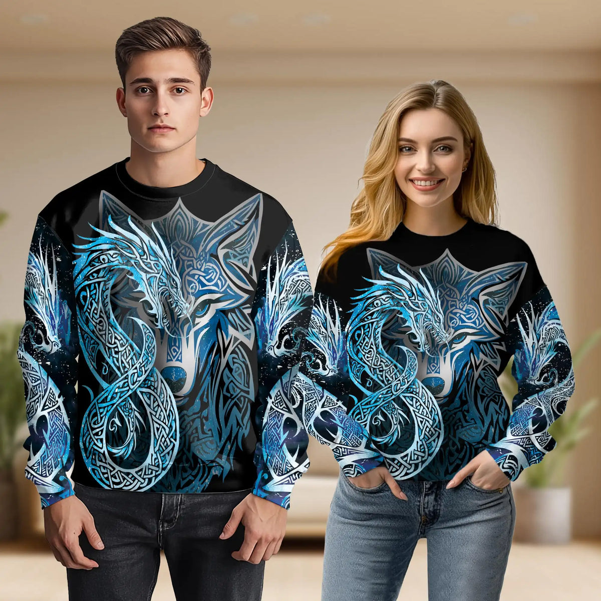 Wolf Dragon Sweatshirt – Colorful Graphic 3D All Over Print Design