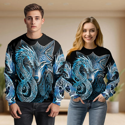 Wolf Dragon Sweatshirt – Colorful Graphic 3D All Over Print Design