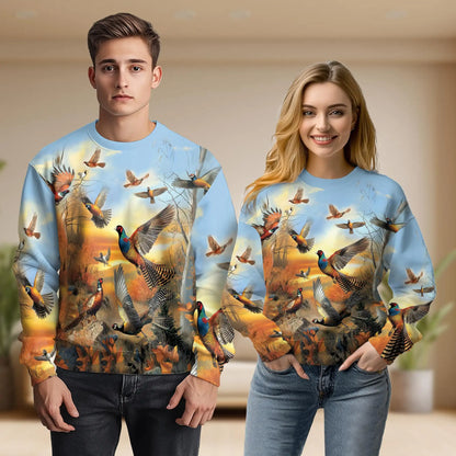 Animals Pheasant Hunting Sweatshirt – Colorful Graphic 3D All Over Print Design