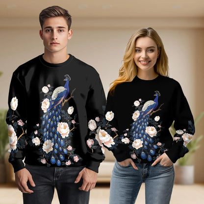 Peacock Peony Sweatshirt – Colorful Graphic 3D All Over Print Design