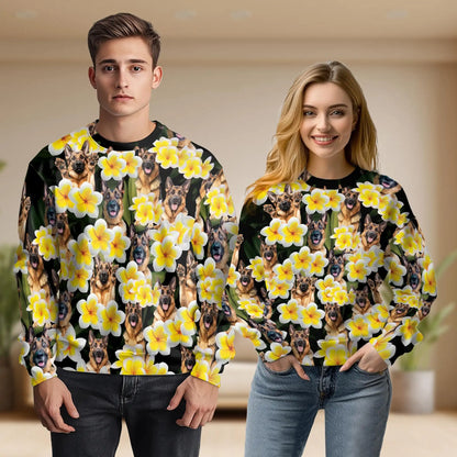 Plumeria German Shepherd Sweatshirt – Tropical 3D All Over Print Design