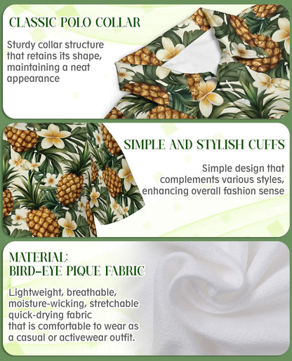 Pineapple Floral Polo Shirt, Tropical Summer Style | Azhawaiian