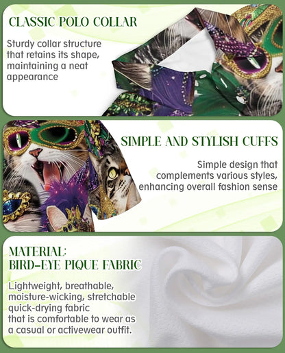 Mardi Gras Cat Mask Polo Shirt | Azhawaiian