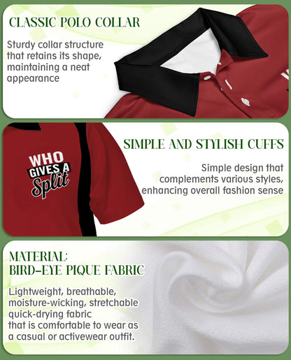 Funny Bowling 3D Polo Shirt for Men, Who Gives A Split Style | Azhawaiian