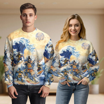 Samurai Surfing Sweatshirt – Colorful Graphic 3D All Over Print Design