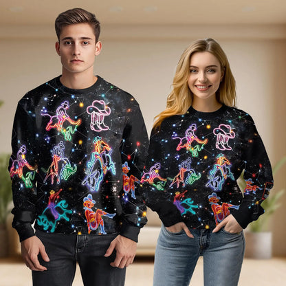 Riding Cow Neon Love Sweatshirt – Colorful Graphic 3D All Over Print Design