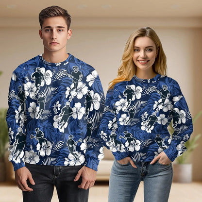 Blue Black Lacrosse Tropical Sweatshirt – Tropical 3D All Over Print Design