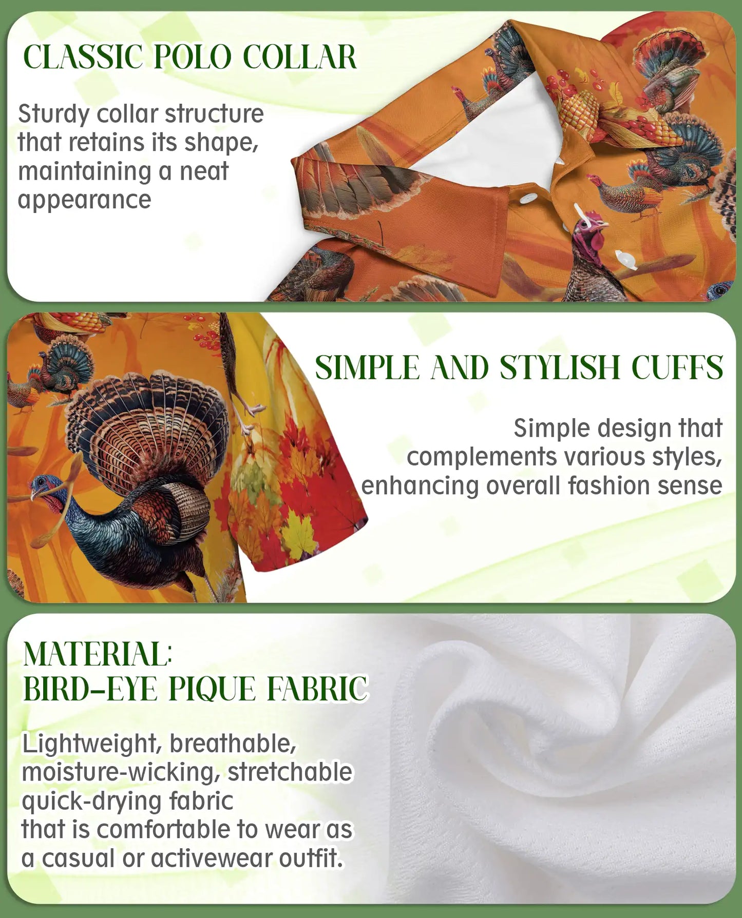 Thanksgiving Turkey Hawaiian Polo Shirt for Men | Azhawaiian