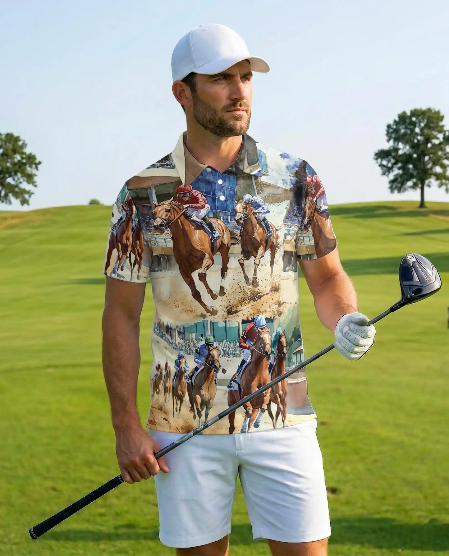 Horse Racing Polo Shirt Print | Azhawaiian